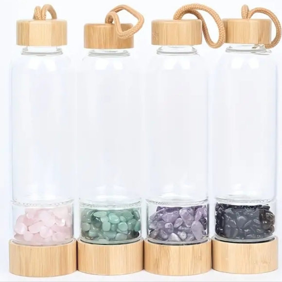 NWT Crystal infused Glass water bottles,  rose quartz - Picture 6 of 8